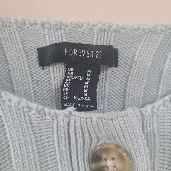 New Without Tags Flirty FOREVER 21 Cropped Short Sleeve Knit Seafoam Cardigan - Picture 5 of 5